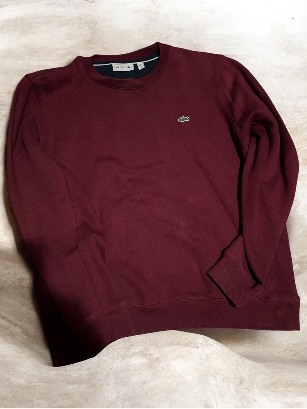 Lacoste Men's Crewneck Sweatshirt - Wine/Burgundy with Green Logo